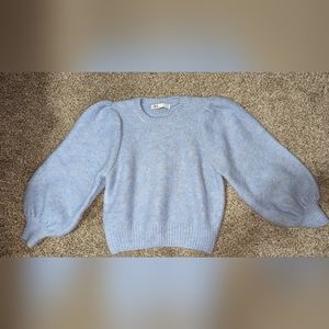Zara Blue and Silver puff sleeve Sweater